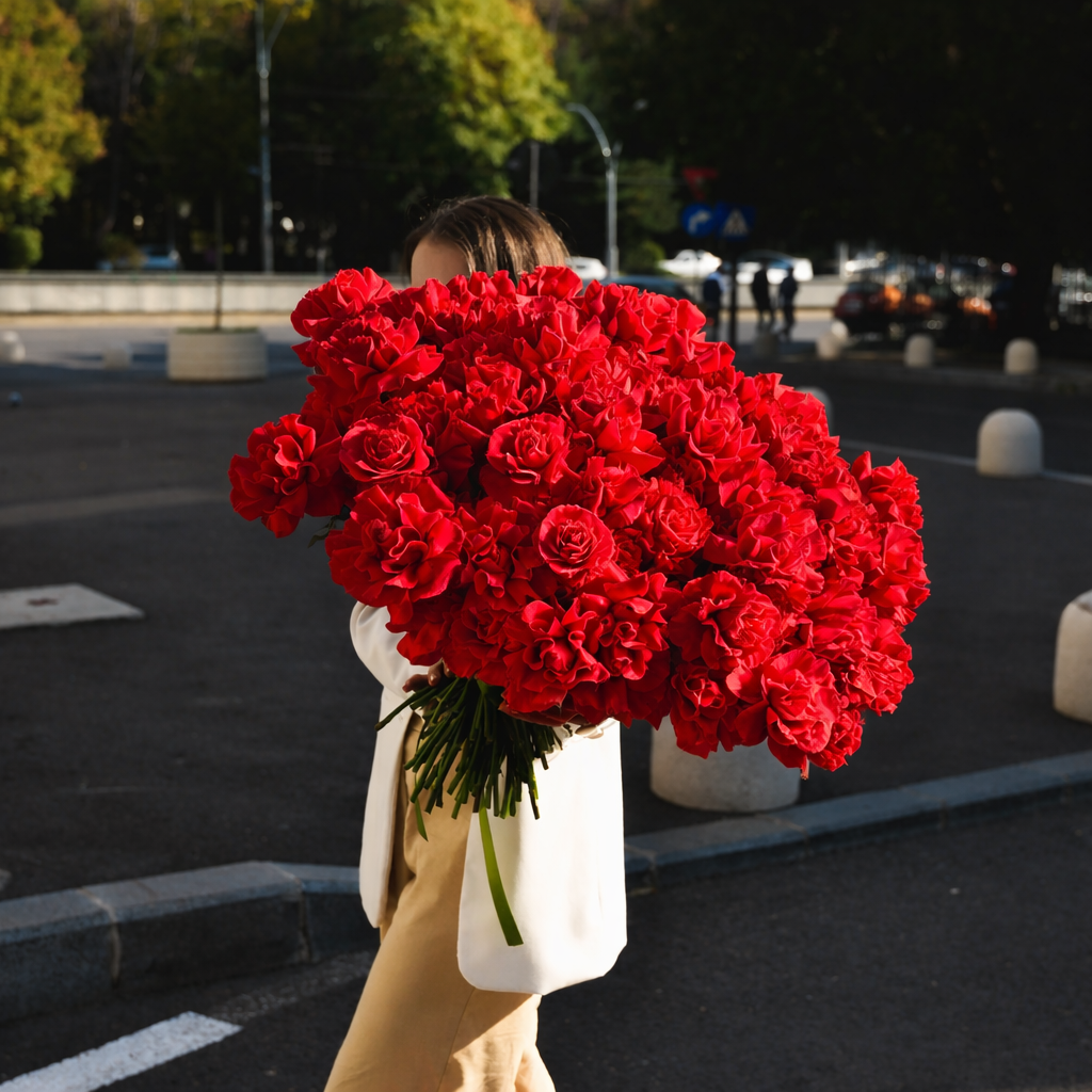Flori de Valentine's Day - California Flowers, Buchet 101 trandafiri rosii speciali, californiaflowers.mom