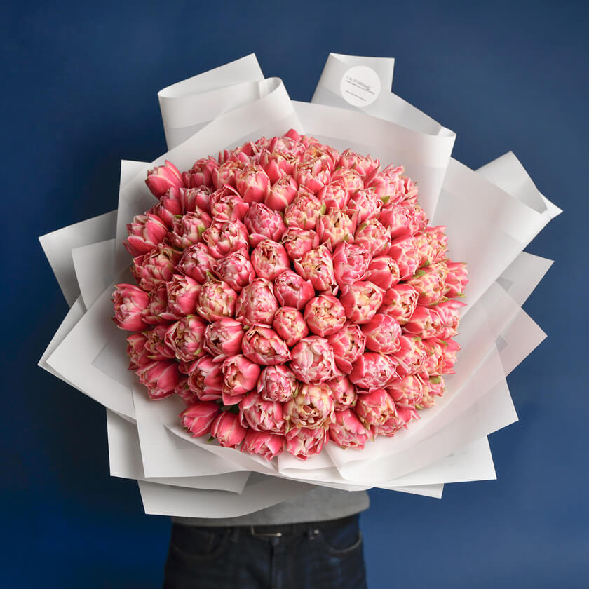 Buchete lalele - California Flowers, Buchet 101 lalele roz, californiaflowers.mom