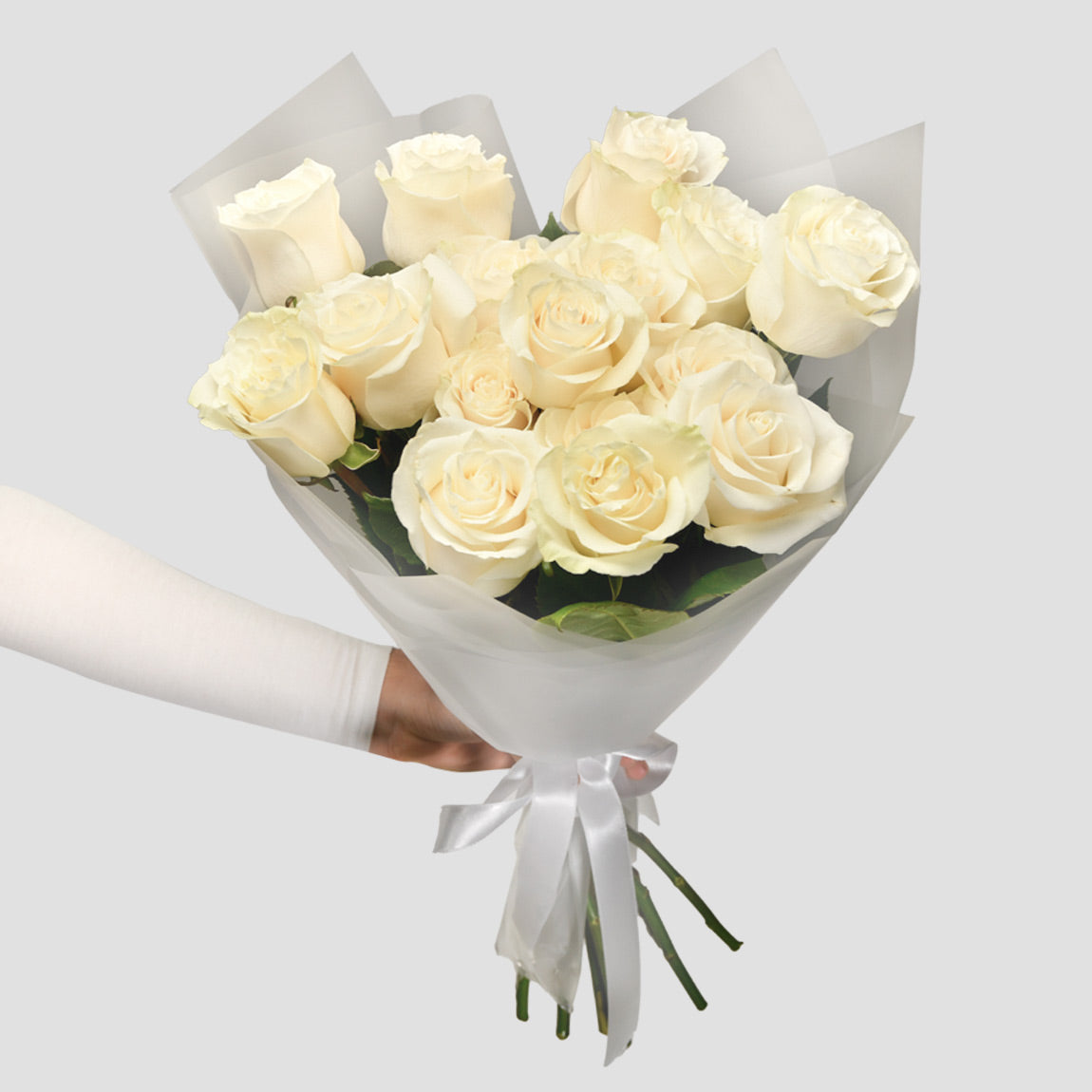 Aranjamente florale nou nascut - California Flowers, Buchet 17 trandafiri albi, californiaflowers.mom