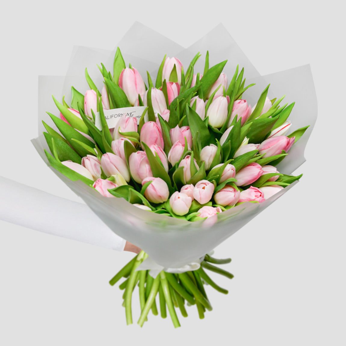 Flori de 8 Martie - California Flowers, Buchet 49 lalele roz, californiaflowers.mom