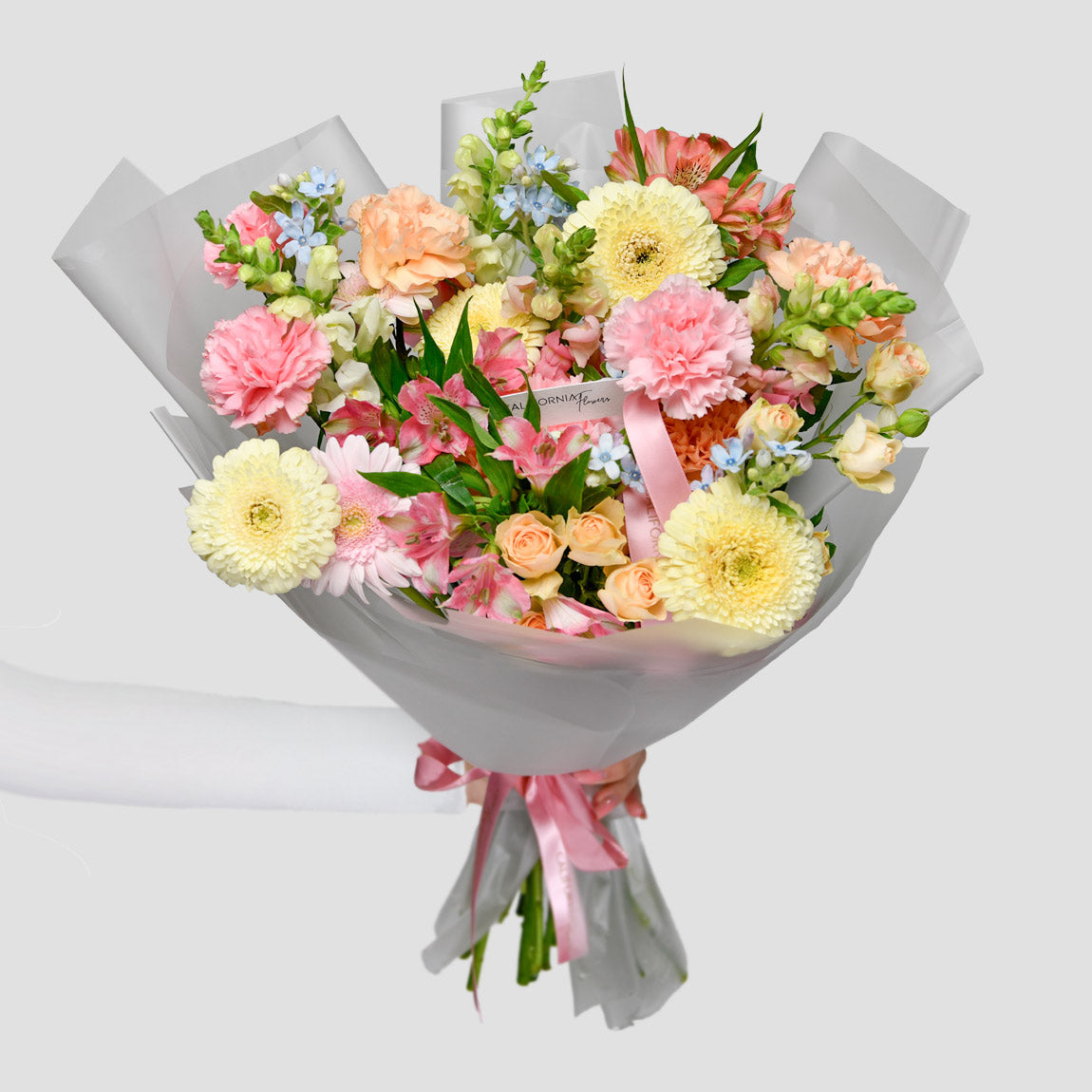Buchet gerbera si alstroemeria roz, 8, californiaflowers.mom