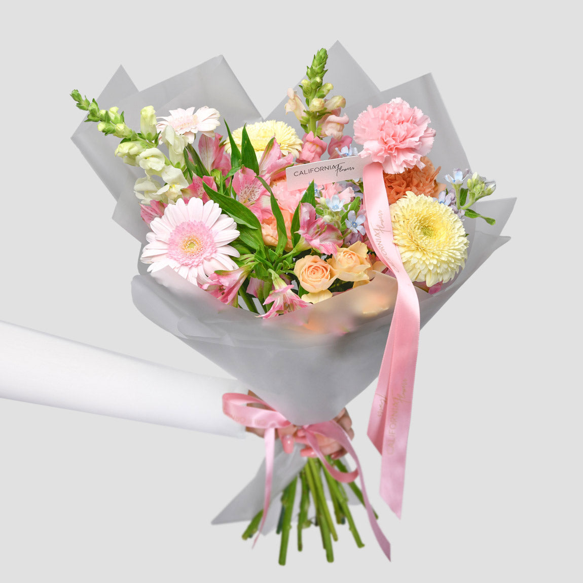 Buchet gerbera si alstroemeria roz, 10, californiaflowers.mom
