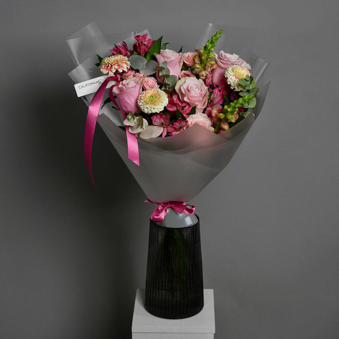Buchet trandafiri roz si alstroemeria, 8, californiaflowers.mom
