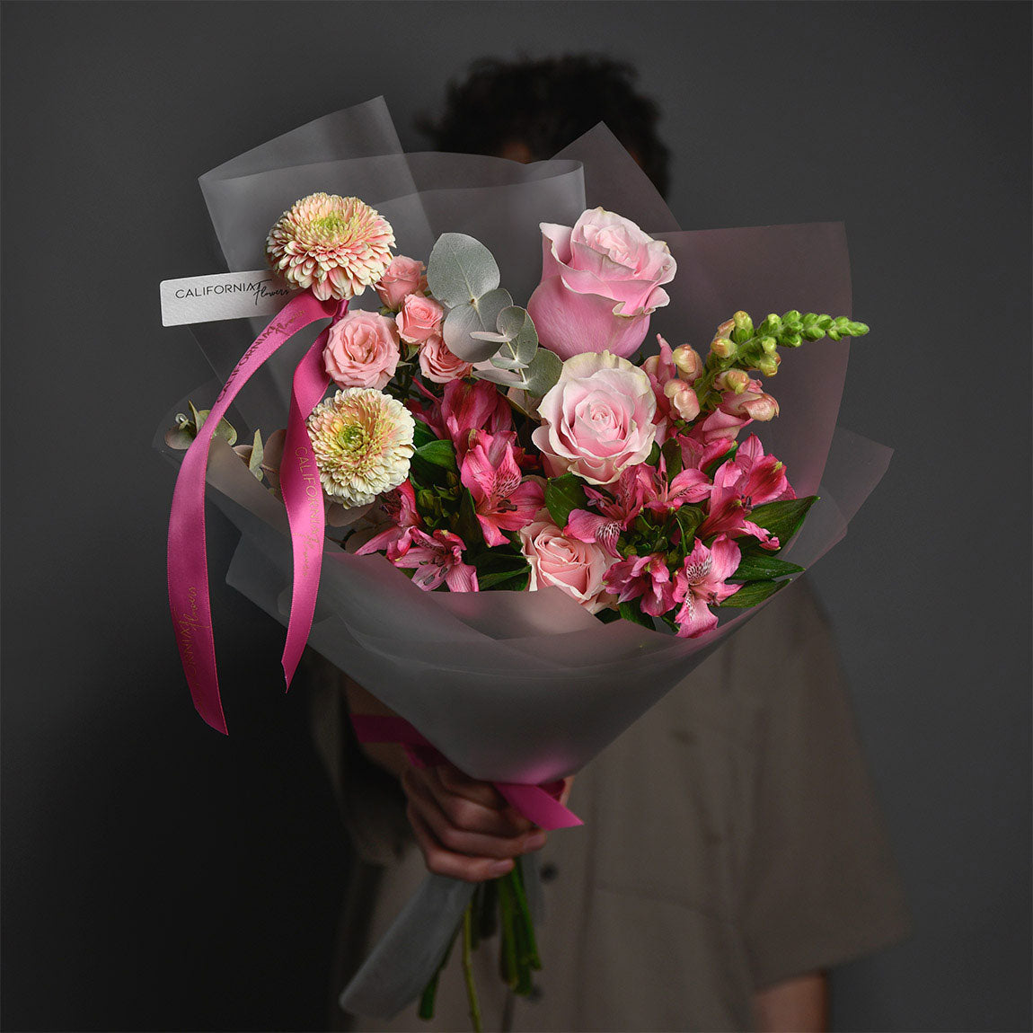 Buchet trandafiri roz si alstroemeria, 6, californiaflowers.mom