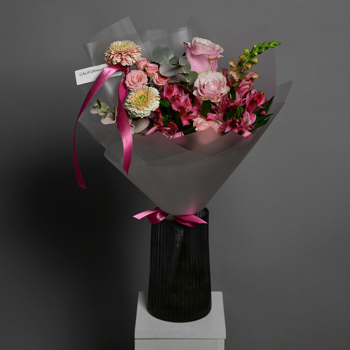 Buchet trandafiri roz si alstroemeria, 9, californiaflowers.mom