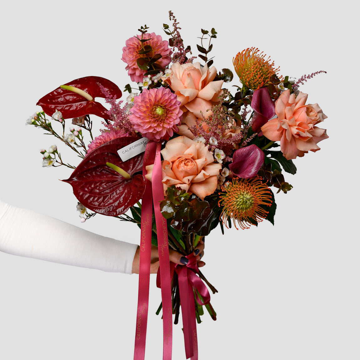 Livrare Flori Stupinii Prejmerului, Buchet anthurium, trandafiri si cale, californiaflowers.mom