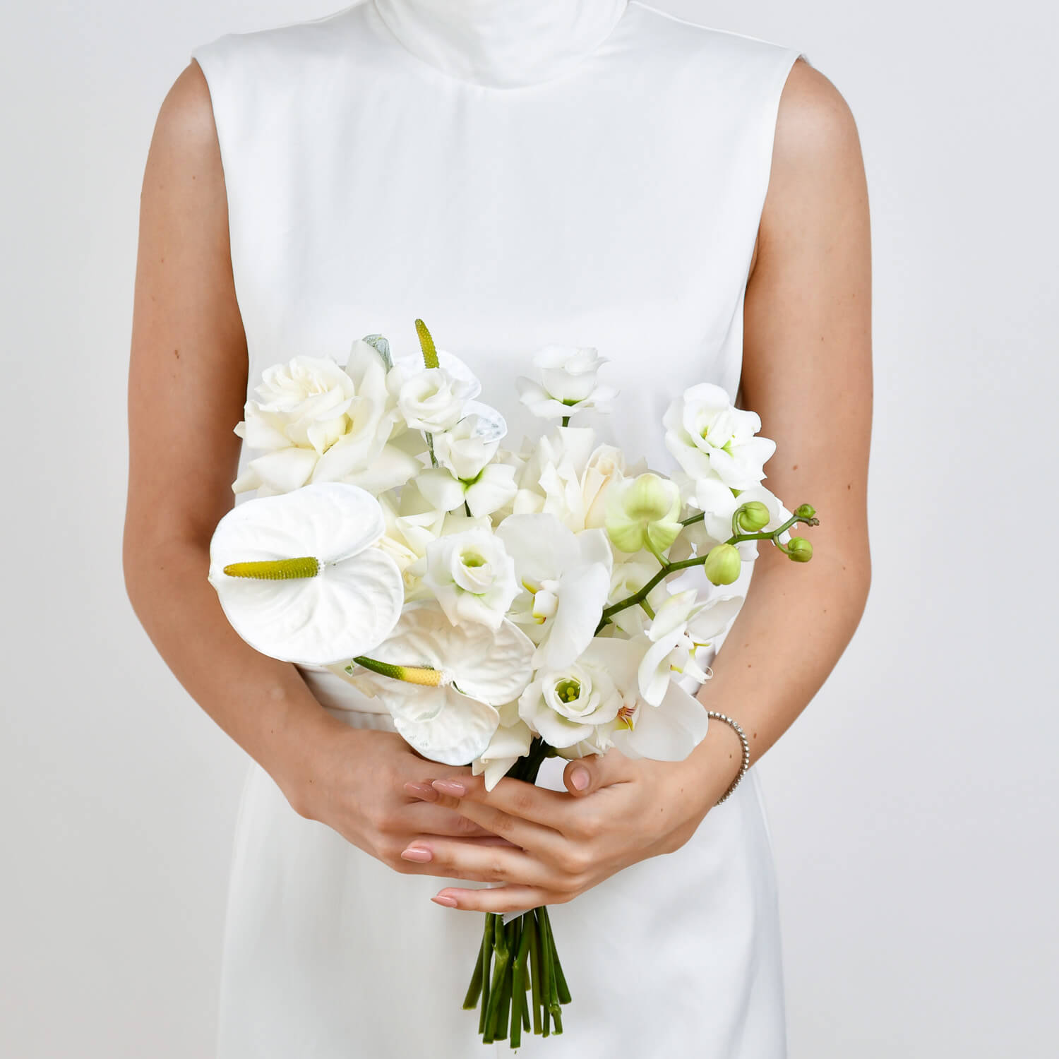 Buchete mireasa si nasa - California Flowers, Buchet de mireasa cu anthurium si phalaenopsis, californiaflowers.mom