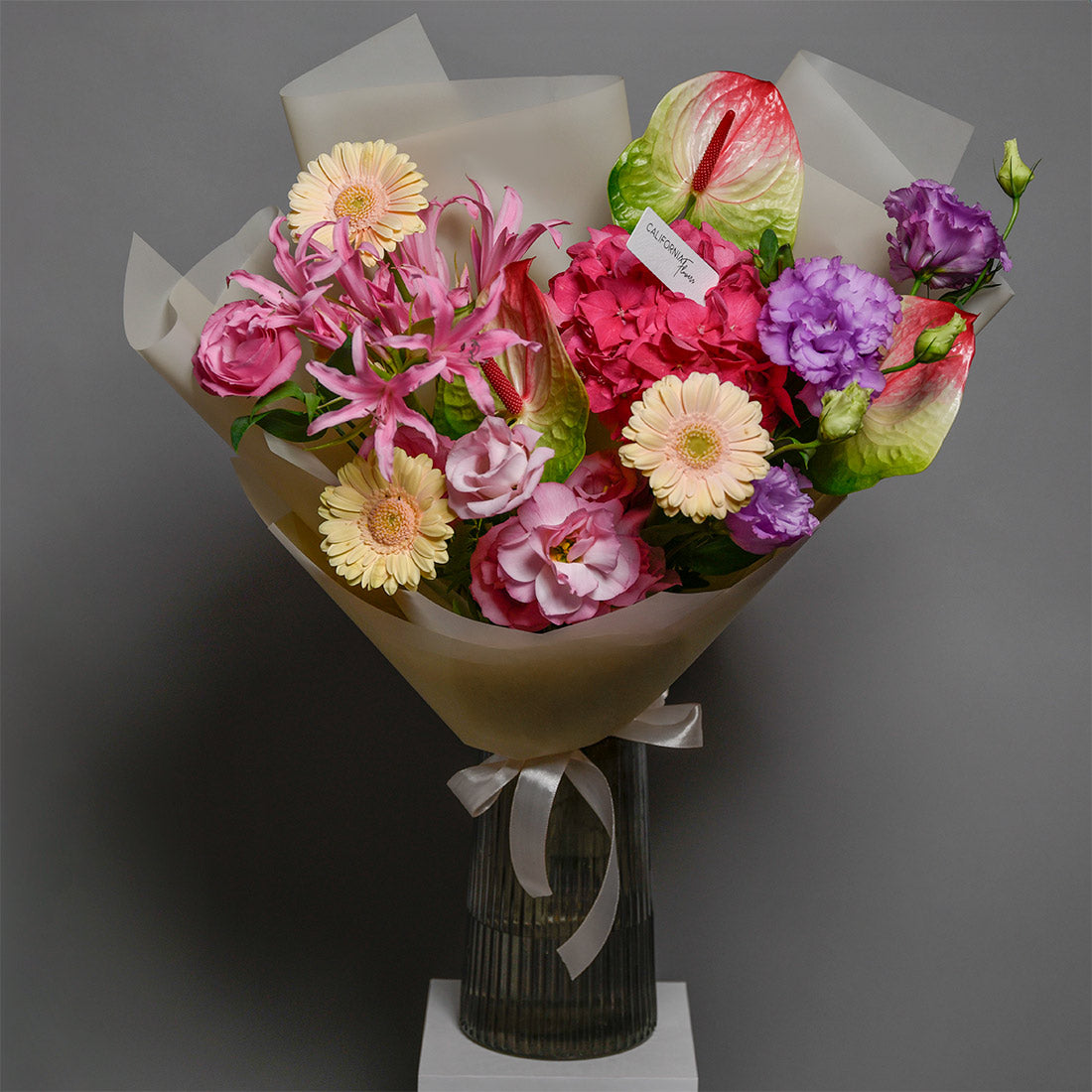 Buchet hortensie roz si gerbera peach, 3, californiaflowers.mom