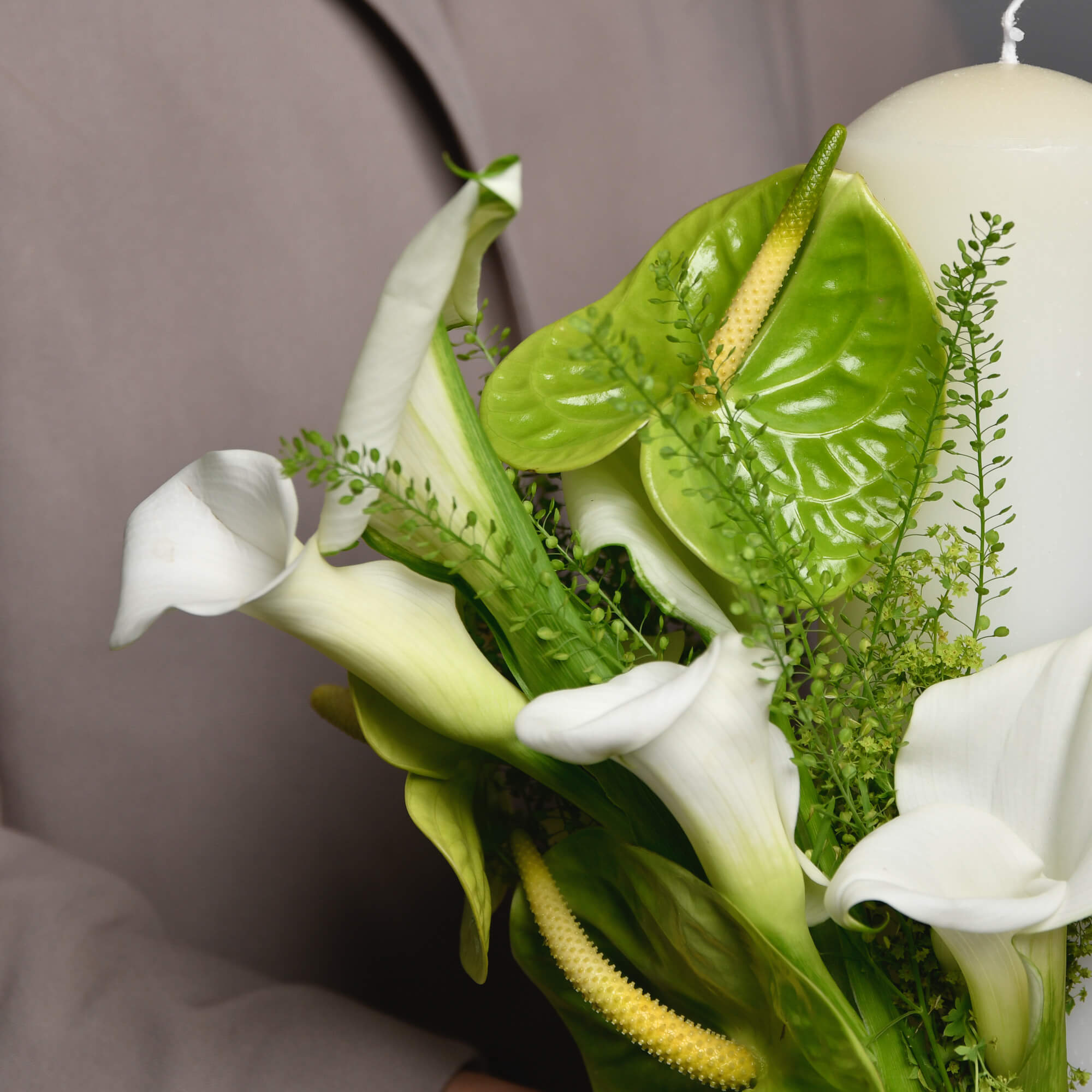 Lumanari de cununie cu anthurium verde si cale, 4, californiaflowers.mom