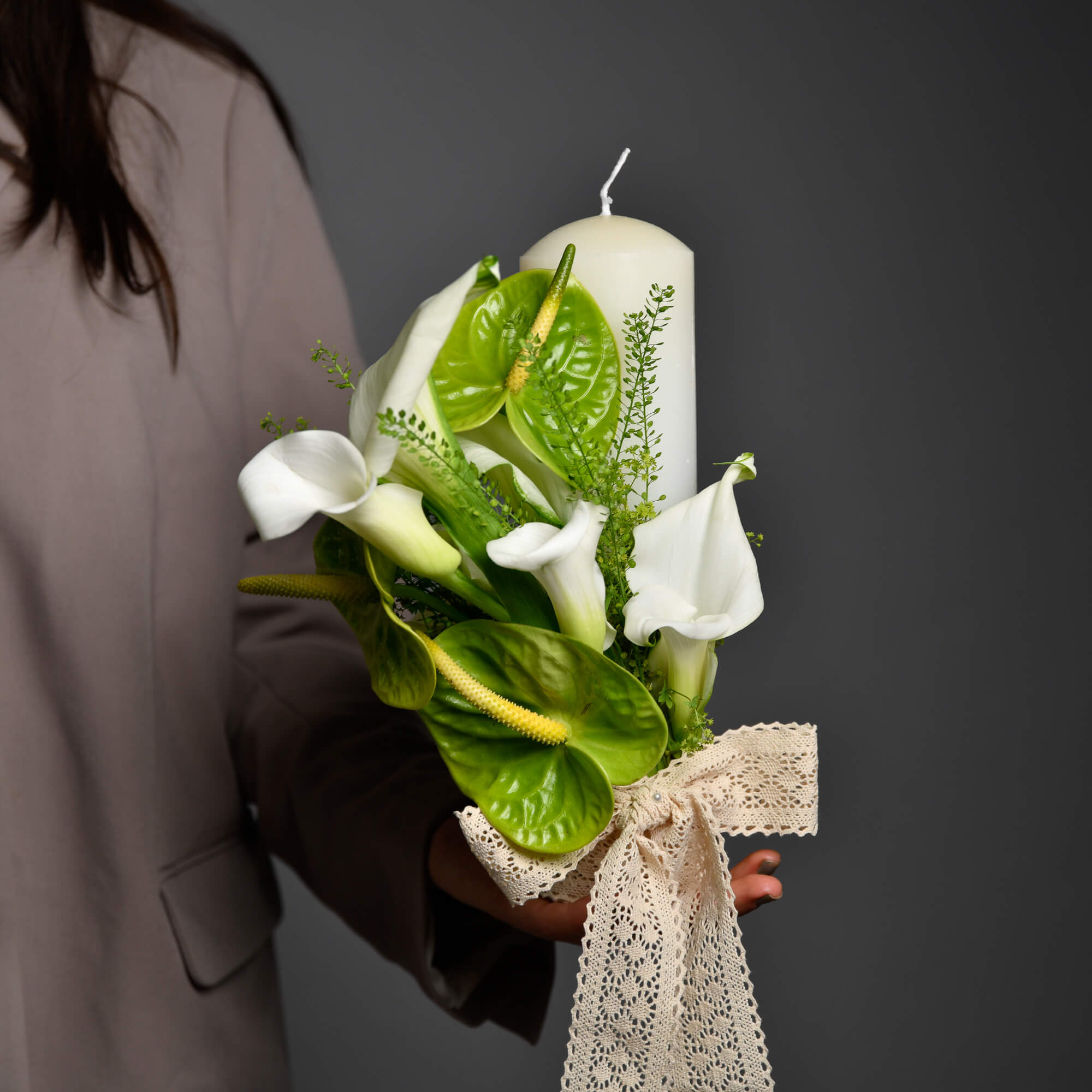 Lumanari de cununie cu anthurium verde si cale, 5, californiaflowers.mom