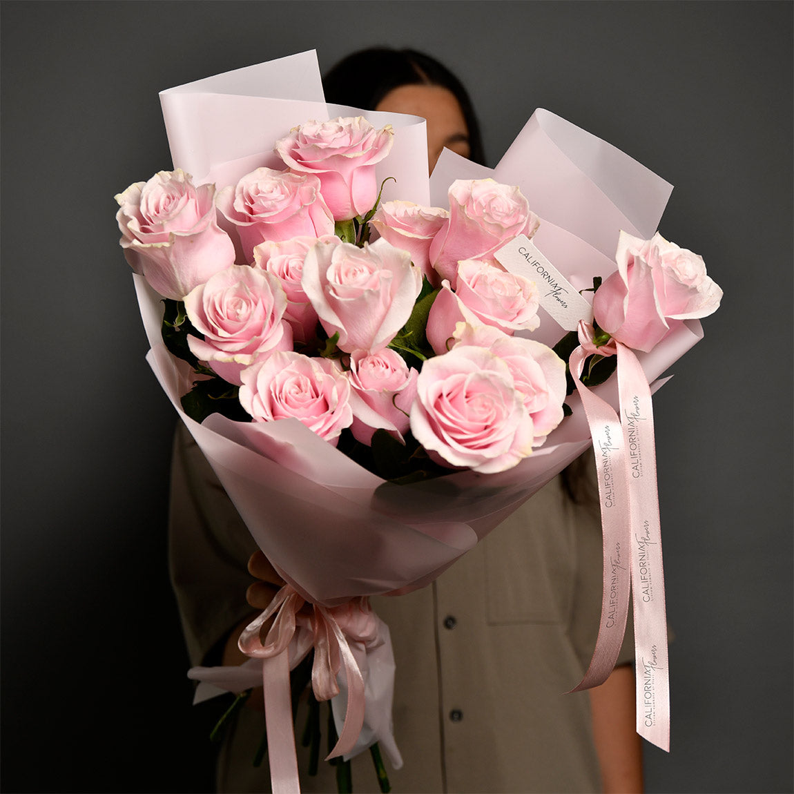 Flori de Valentine's Day - California Flowers, Buchet 15 trandafiri roz, californiaflowers.mom