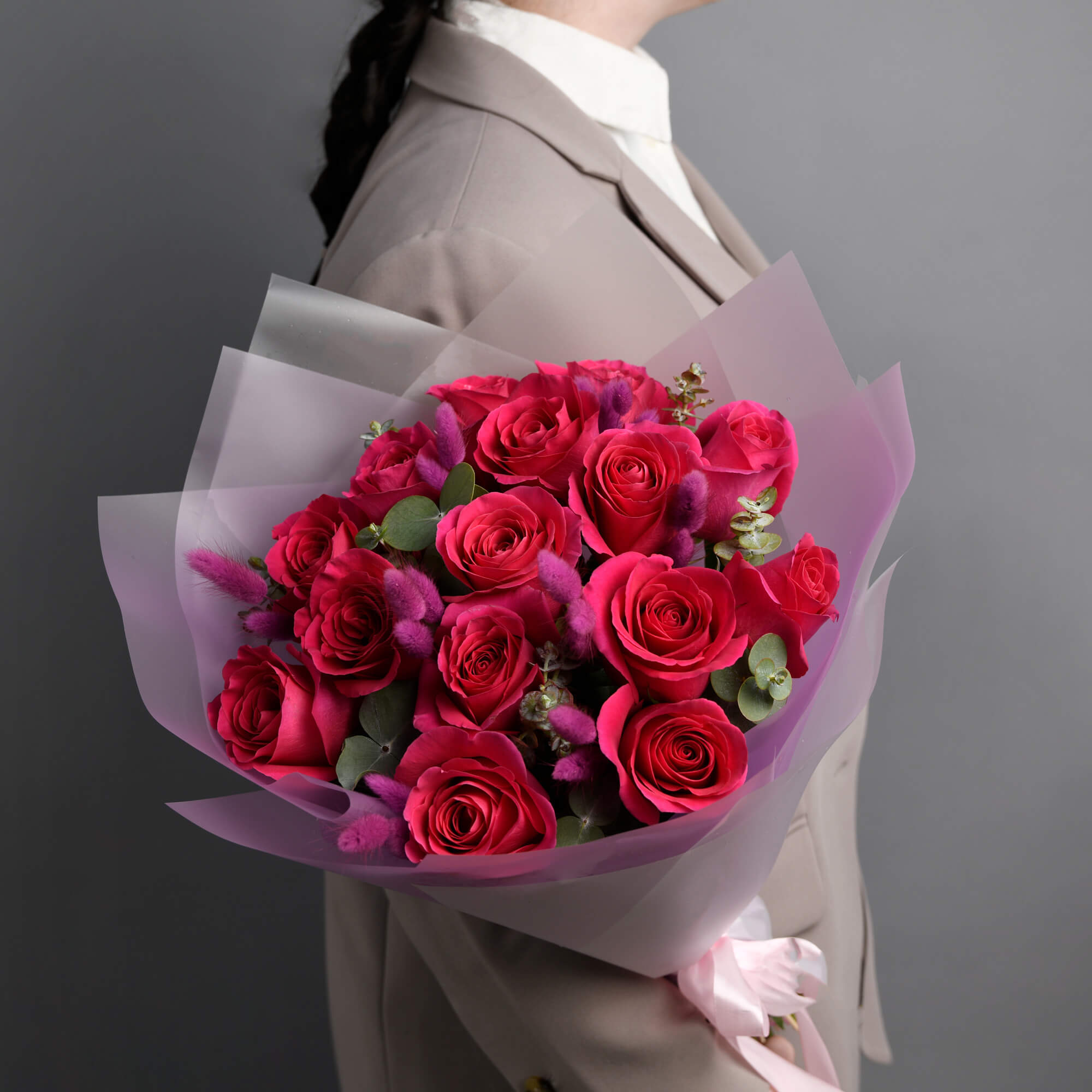 Buchete de trandafiri - California Flowers, Buchet 15 trandafiri Pink, californiaflowers.mom