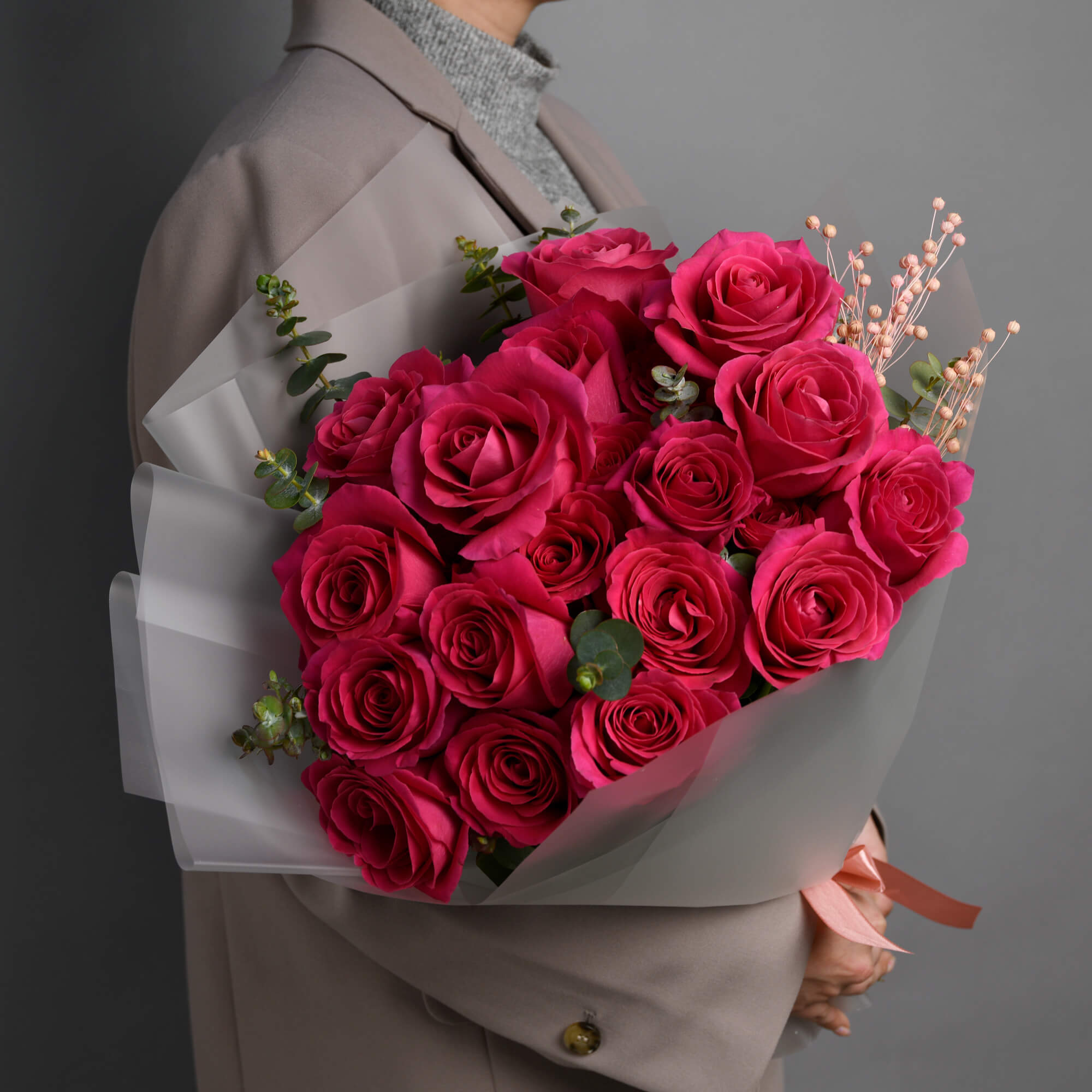 Flori pentru iubita – California Flowers, Buchet 25 trandafiri Pink, californiaflowers.mom