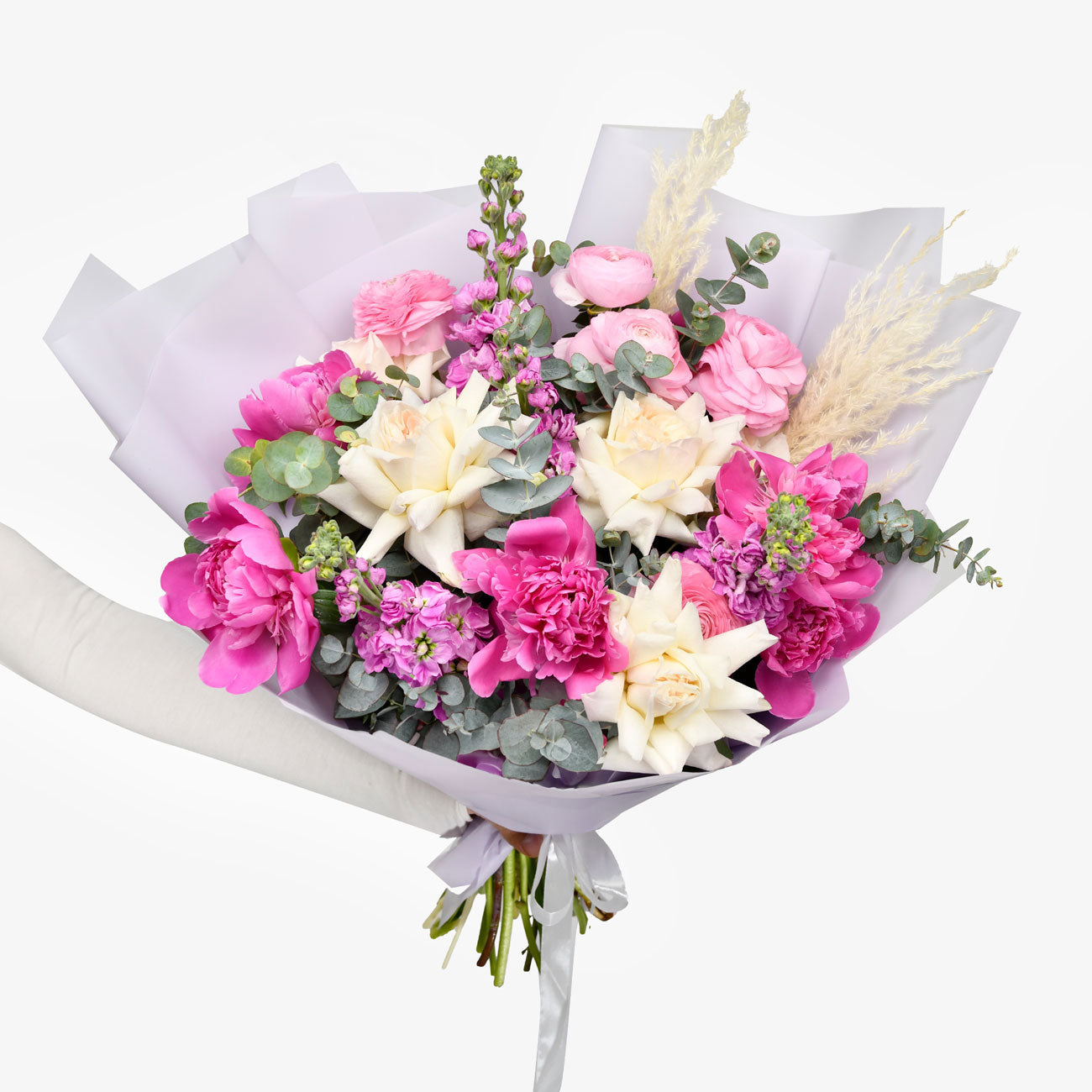 Florarie online - California Flowers ✅, Buchet bujori si matthiola roz, californiaflowers.mom