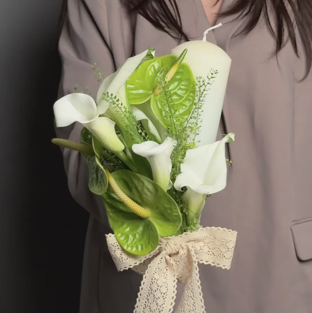 Lumanari de cununie cu anthurium verde si cale, 7, californiaflowers.mom