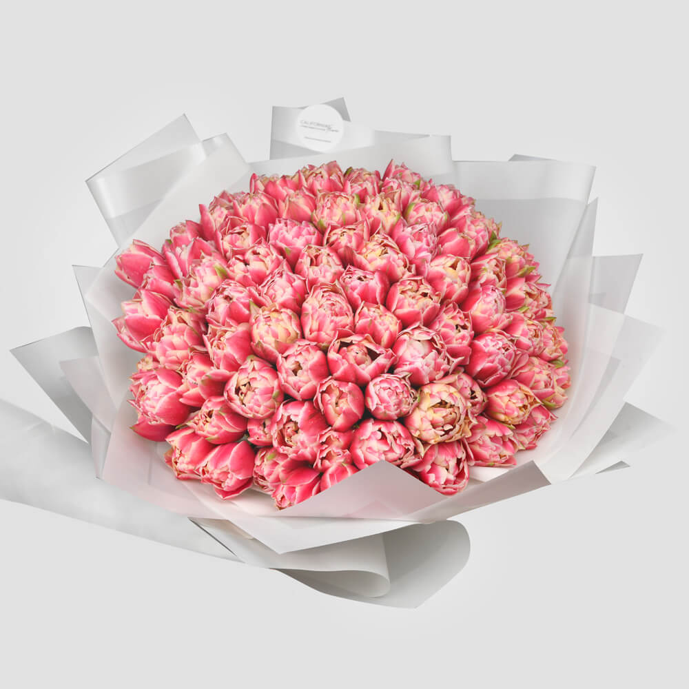 Buchete lalele - California Flowers, Buchet 101 lalele roz, californiaflowers.mom